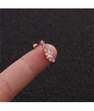 Cubic Zirconia Shining Leaf Design Stainless Steel Piercing Stud Earrings (1 piece)