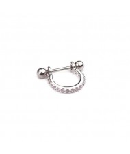 Delicate Semi-circle Design Cubic Zirconia Inlaid Stainless Steel Piercing Earrings