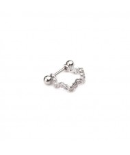 Delicate Semi-circle Design Cubic Zirconia Inlaid Stainless Steel Piercing Earrings