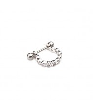 Delicate Semi-circle Design Cubic Zirconia Inlaid Stainless Steel Piercing Earrings