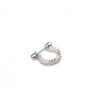 Delicate Semi-circle Design Cubic Zirconia Inlaid Stainless Steel Piercing Earrings
