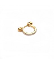 Delicate Semi-circle Design Cubic Zirconia Inlaid Stainless Steel Piercing Earrings