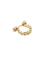 Delicate Semi-circle Design Cubic Zirconia Inlaid Stainless Steel Piercing Earrings