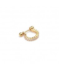 Delicate Semi-circle Design Cubic Zirconia Inlaid Stainless Steel Piercing Earrings
