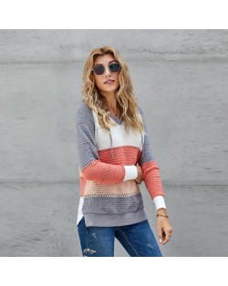 U.S. Fashion Wholesale Clothing Knitted Hooded Sweater Autumn/ Winter Women Top - Gray