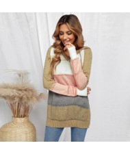 U.S. Fashion Wholesale Clothing Knitted Hooded Sweater Autumn/ Winter Women Top - Khaki