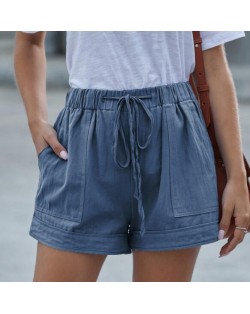 High Fashion Wholesale Clothings Casual Style High Waist Women Shorts - Blue