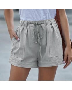 High Fashion Wholesale Clothings Casual Style High Waist Women Shorts - Gray