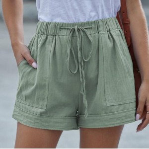 High Fashion Wholesale Clothings Casual Style High Waist Women Shorts - Army Green