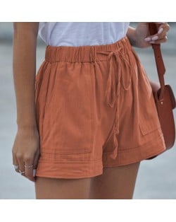 High Fashion Wholesale Clothings Casual Style High Waist Women Shorts - Orange