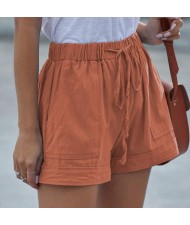High Fashion Wholesale Clothings Casual Style High Waist Women Shorts - Orange