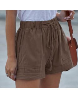 High Fashion Wholesale Clothings Casual Style High Waist Women Shorts - Brown