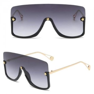 Big Semi-frame One-piece Women/ Men Ourdoor/ Riding Wholesale Sunglasses - Gray