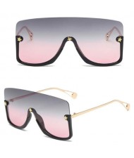 Big Semi-frame One-piece Women/ Men Ourdoor/ Riding Wholesale Sunglasses - Pink