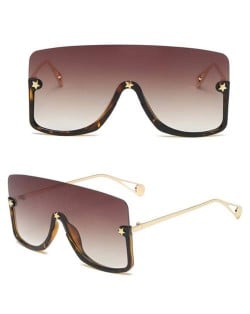 Big Semi-frame One-piece Women/ Men Ourdoor/ Riding Wholesale Sunglasses - Brown