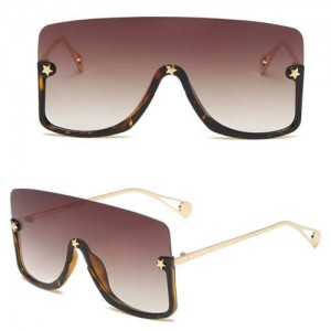 Big Semi-frame One-piece Women/ Men Ourdoor/ Riding Wholesale Sunglasses - Brown