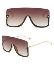 Big Semi-frame One-piece Women/ Men Ourdoor/ Riding Wholesale Sunglasses - Brown