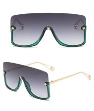 Big Semi-frame One-piece Women/ Men Ourdoor/ Riding Wholesale Sunglasses - Green and Gray
