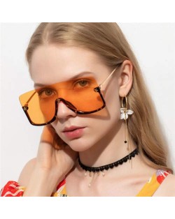 Big Semi-frame One-piece Women/ Men Ourdoor/ Riding Wholesale Sunglasses - Yellow