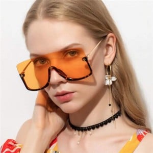 Big Semi-frame One-piece Women/ Men Ourdoor/ Riding Wholesale Sunglasses - Yellow