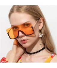 Big Semi-frame One-piece Women/ Men Ourdoor/ Riding Wholesale Sunglasses - Yellow
