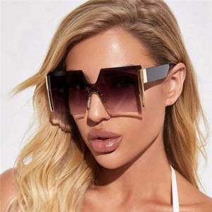 Frameless One-piece Bold U.S. Fashion Wholesale Sunglasses - Golden and Gray