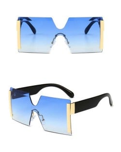 Frameless One-piece Bold U.S. Fashion Wholesale Sunglasses - Blue