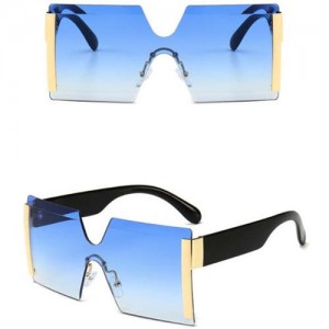 Frameless One-piece Bold U.S. Fashion Wholesale Sunglasses - Blue