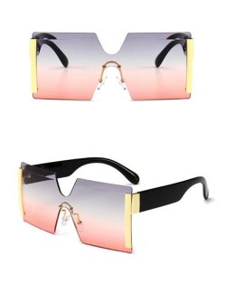 Frameless One-piece Bold U.S. Fashion Wholesale Sunglasses - Pink and Gray