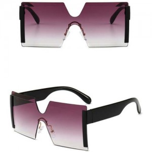 Frameless One-piece Bold U.S. Fashion Wholesale Sunglasses - Gray and Black