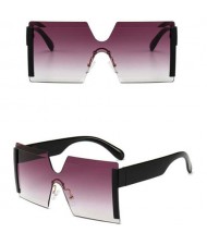 Frameless One-piece Bold U.S. Fashion Wholesale Sunglasses - Gray and Black