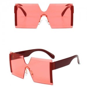 Frameless One-piece Bold U.S. Fashion Wholesale Sunglasses - Red