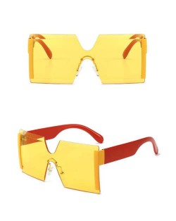 Frameless One-piece Bold U.S. Fashion Wholesale Sunglasses - Yellow