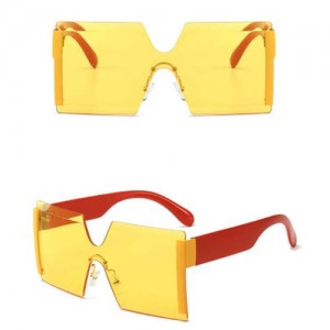 Frameless One-piece Bold U.S. Fashion Wholesale Sunglasses - Yellow