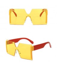 Frameless One-piece Bold U.S. Fashion Wholesale Sunglasses - Yellow