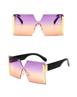 Frameless One-piece Bold U.S. Fashion Wholesale Sunglasses - Purple and Orange