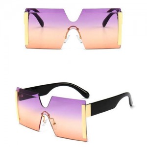 Frameless One-piece Bold U.S. Fashion Wholesale Sunglasses - Purple and Orange