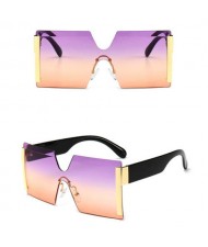 Frameless One-piece Bold U.S. Fashion Wholesale Sunglasses - Purple and Orange