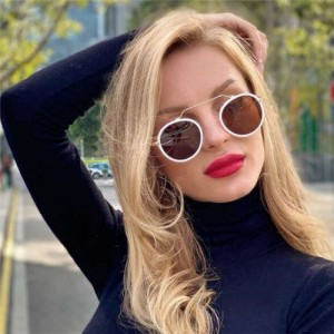6 Colors Available Vintage Design Round Frame French Fashion Women Wholesale Sunglasses