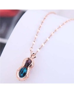 Wholesale Jewelry Hollow-out Peanut Pendant Unique Design Women Costume Necklace - Rose Gold