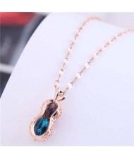 Wholesale Jewelry Hollow-out Peanut Pendant Unique Design Women Costume Necklace - Rose Gold