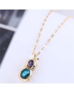Wholesale Jewelry Hollow-out Peanut Pendant Unique Design Women Costume Necklace - Golden