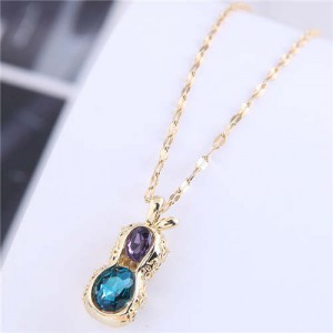 Wholesale Jewelry Hollow-out Peanut Pendant Unique Design Women Costume Necklace - Golden