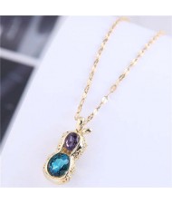 Wholesale Jewelry Hollow-out Peanut Pendant Unique Design Women Costume Necklace - Golden