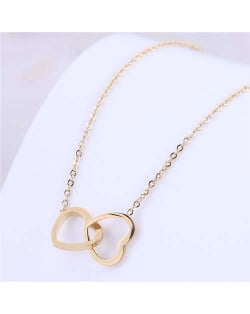 Elegant Design Twin Hearts Pendant Women Wholesale Necklace