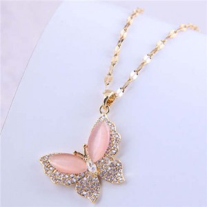 Classic Design Wholesale Jewelry Korean Fashion Bling Butterfly Romantic Lady Necklace