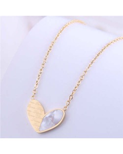 Simple Design Wholesale Jewelry Love Alphabets Engraved Heart Pendant Necklace - Golden