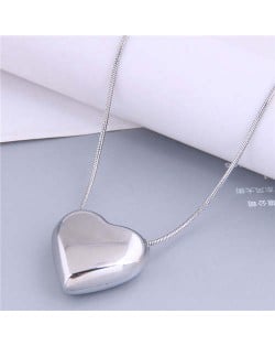 Simple Fashion Wholesale Jewelry Glossy Peach Heart Stainless Steel Threaded Chain Necklace
