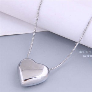 Simple Fashion Wholesale Jewelry Glossy Peach Heart Stainless Steel Threaded Chain Necklace