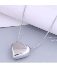 Simple Fashion Wholesale Jewelry Glossy Peach Heart Stainless Steel Threaded Chain Necklace